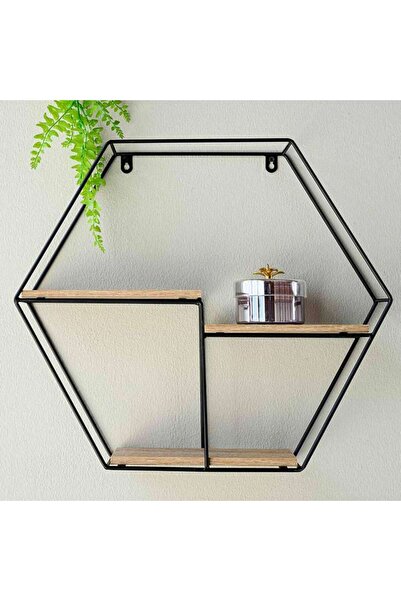 PAN HOME DRANAD HEXAGON METAL SHELF NATURAL 48X10X42CM