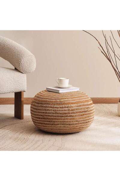 PAN HOME وسادة جوت يدوية الصنع من ونتلي 55x55x25 سم - لون كريمي