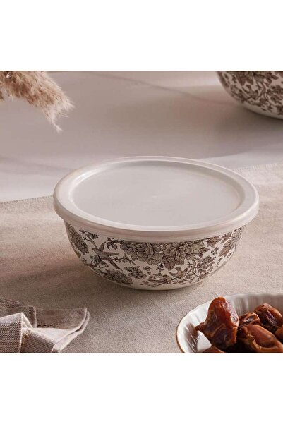 PAN HOME حاوية طعام فلوريان رين بغطاء 750 مل - أبيض وبني