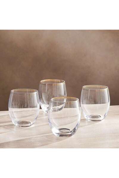 PAN HOME طقم أكواب زجاجية إلفن من 4 قطع سعة 460 مل - شفاف