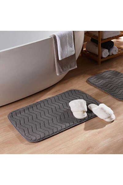 PAN HOME Basin 2-Piece Set Bathmat 50X80cm and 40X60cm - Silver
