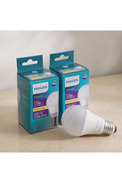 PAN HOME Philips 2-Piece ESS 11W 1050Lumen 3000K E27 LED Bulb Warm White
