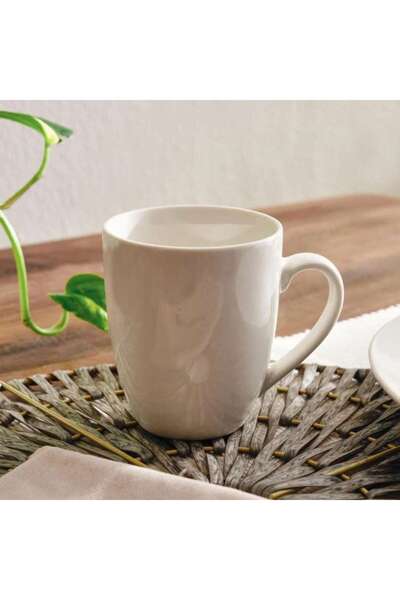 PAN HOME طقم أكواب بورسلين من 4 قطع سعة 350 مل - أبيض