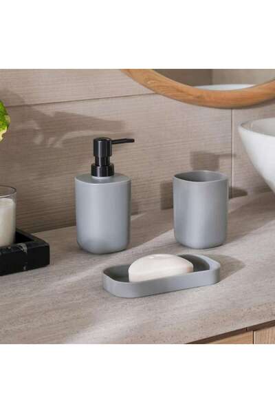 PAN HOME طقم إكسسوارات حمام أديل من 3 قطع - رمادي