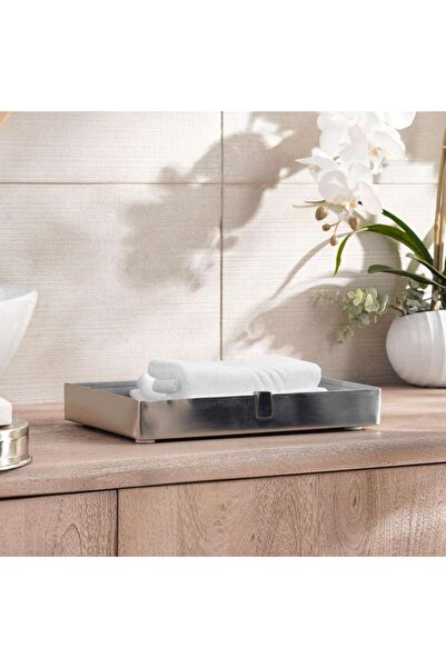 PAN HOME صينية مناشف معدنية من ريجنت 29×14.5×2 سم - فضية اللون