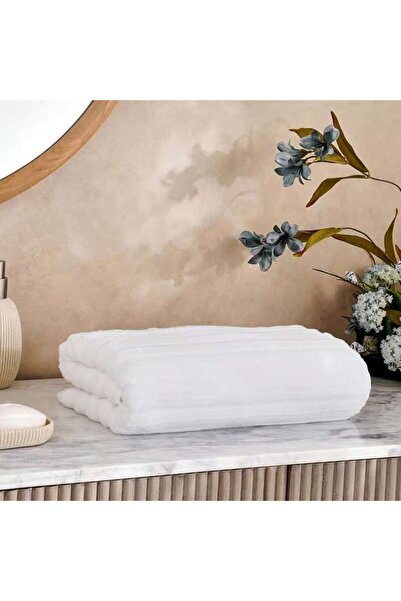 PAN HOME Ribbed Zero Twist Bath Towel 70x140cm - White