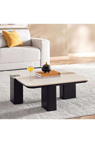 PAN HOME طاولة قهوة ليما سيراميك - بيج أسود