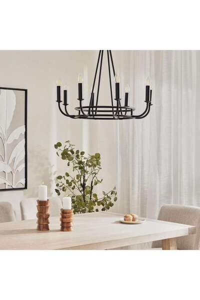 PAN HOME Luminance 8-light E-14 Chandelier 71x71x64cm - Matte Black