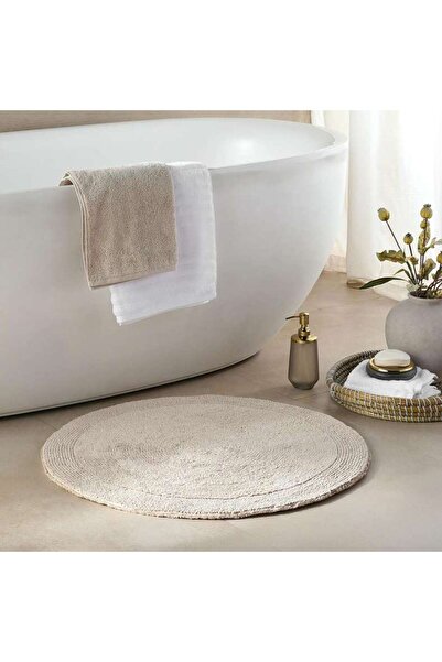 PAN HOME Hydrosoft Reversible Cotton Round Bathmat Dia 70cm - Beige