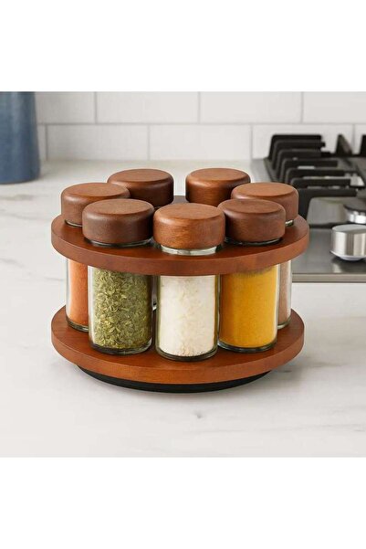 PAN HOME Billi 6 Bottles Spice Jar W/Rack 19x19x12cm - Natural