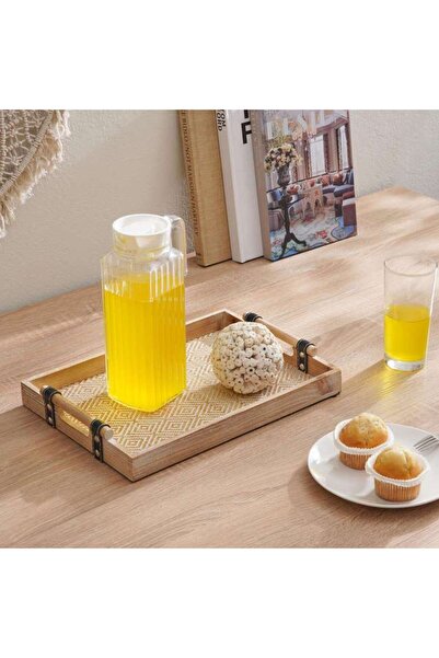 PAN HOME صينية تقديم خشبية كينا 36x26x5 سم - طبيعية