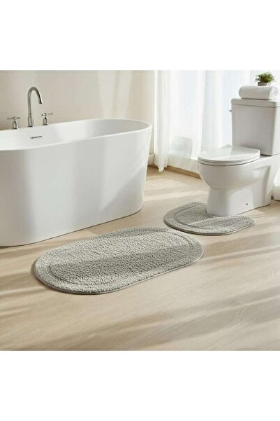 PAN HOME طقم مستلزمات غرفة الاستحمام من قطعتين، سجادة حمام بيضاوية 50×80 و 50...