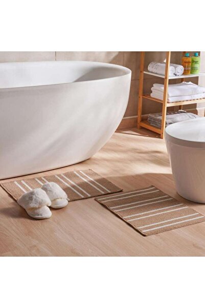 PAN HOME طقم سجاد حمام ويستلي من قطعتين 40×60 سم و 40×50 سم - بيج