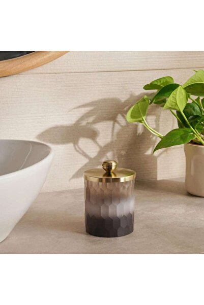 PAN HOME جرة قطنية زجاجية من ستريلنج أومبري 9x9x12.5 سم - شفافة/سوداء