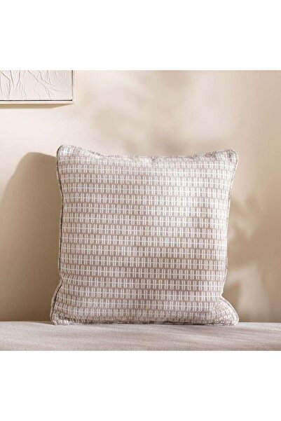 PAN HOME Designora Grid Jacquard Filled Cushion With Feather Insert 50x50 Cm-...