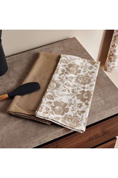 PAN HOME English Garden 2piece Cotton Printed Kitchen Towel Set 50x70cm - Beige