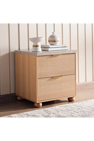 PAN HOME Fern Nightstand With 2 Drawer - Natural