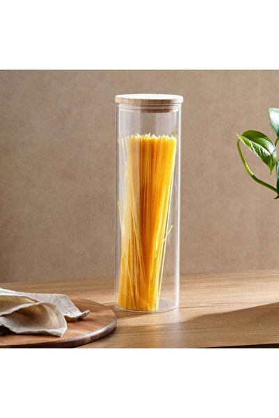 PAN HOME Glacia Glass Jar With Bamboo Lid 2.2l -clear