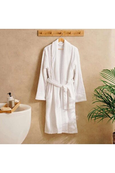 PAN HOME Audrey Microcotton Bathrobe S/M - White