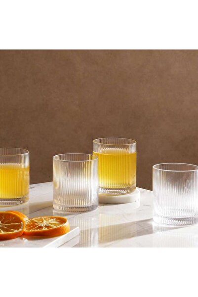 PAN HOME Marco Ribbed 4-Piece Dof Glass Set 335Ml - Clear