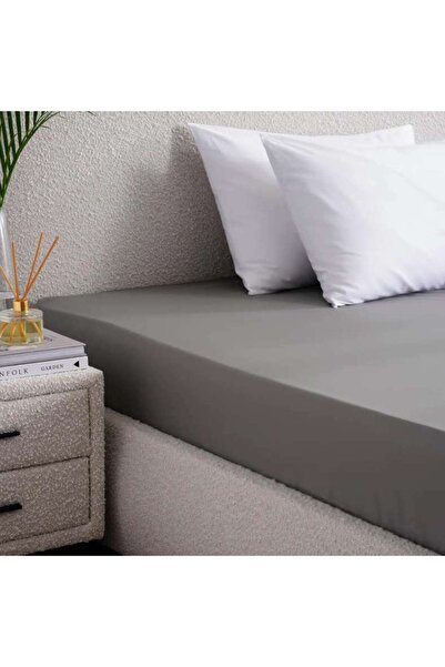 PAN HOME Retreat King Fitted Sheet 180x200+33cm - Storm Grey
