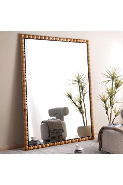 PAN HOME Athens Wooden Beaded Floor Mirror 166.4x5x210cm- Brown