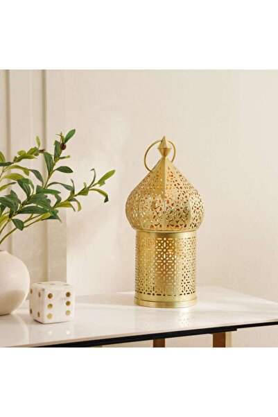 PAN HOME Rawabi Metal Cutwork Lantern 18x38cm - Gold