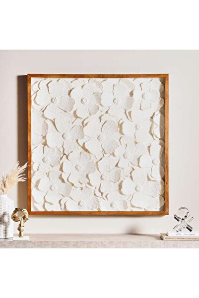 PAN HOME Blooms Handmade Shadow Box 100x100cm - Ivory