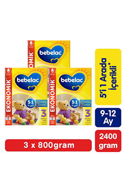 Bebelac 3 Devam Sütü 800 Gr x3 9-12 Ay