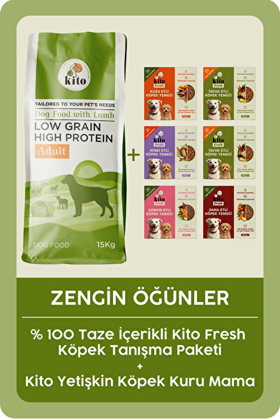 kito Doğal Besi Kuzu Etli Yetişkin Köpek Maması 15 Kg Ve Fresh Taze Köpek Yem...