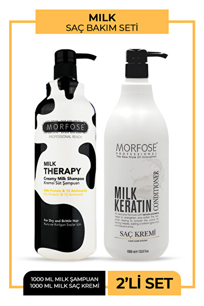 Morfose K-Milk Therapy Şampuan 1000 ml+Milk Keratin Saç Bakım Kremi 1000 ml