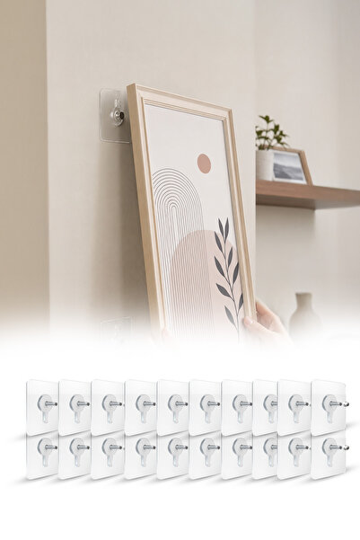 omilife 20 bucăți cârlige adezive pentru agățat pe perete, cârlige transparen...