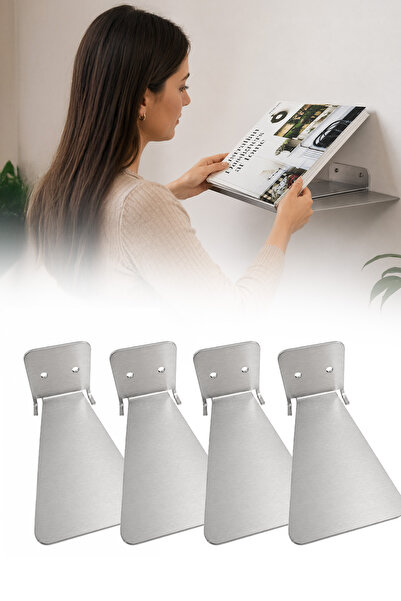 omilife 4’lü Gri Metal Sihirbaz Raf Görünmez Duvar Kitaplığı Gizli Dekoratif ...