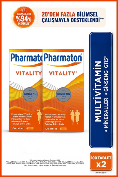 Pharmaton Vitality 100 Tablet 2 Adet