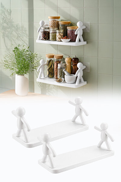omilife 2'li Yapışkanlı Çöp Adam Banyo Organizer Raf Şampuan Kozmetik Baharat...