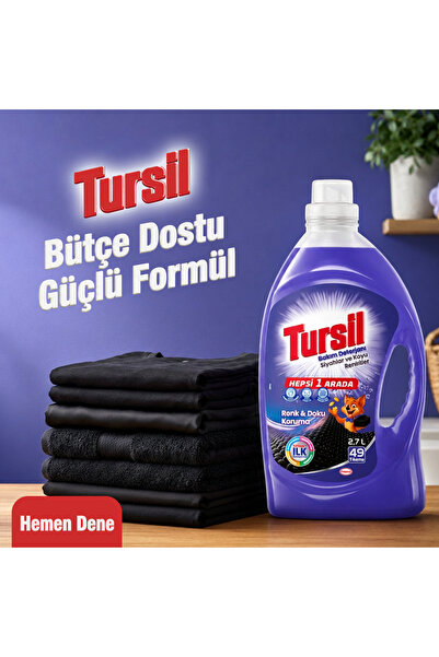 Tursil Bakım Deterjanı Siyahlar ve Koyu Renkliler 2.7L + Mikrofiber Bez Hediyeli