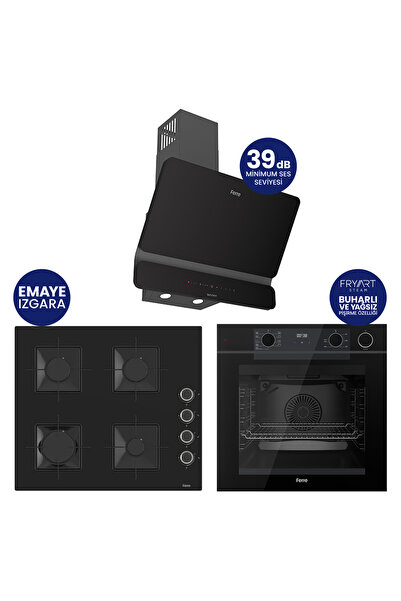Ferre Steamart-Fryart-Silentart Serisi Siyah Set ( QEP64CS+SS205+D080-SA ) Em...