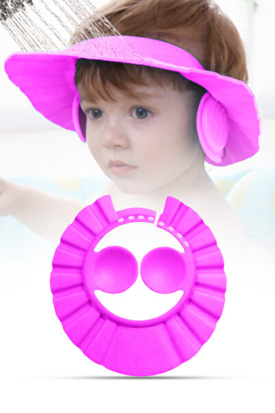 omilife Pembe Ayarlanabilir Bebek Banyo Şapkası Yenidoğan Duş Bonesi Göz Kula...