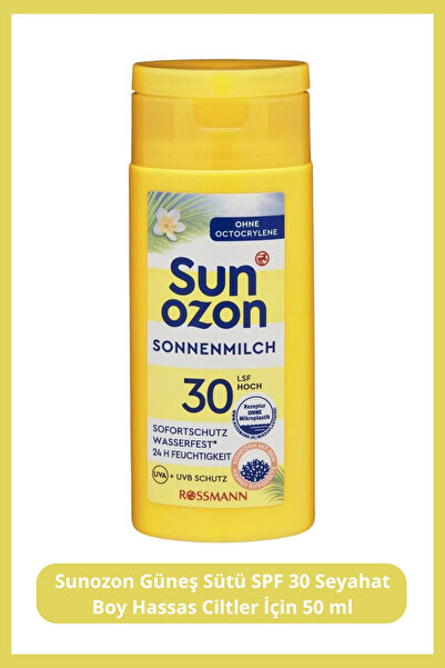 SunOzon SPF 30 Sun Milk - Travel Size 50 ml For Sensitive Skin