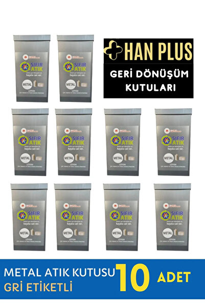 HAN PLUS Geri Dönüşüm Kutusu Seti | 10 Adet ETİKETLİ - GRİ | Sıfır Atık Kutusu