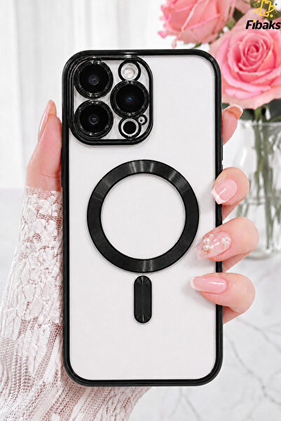 Fibaks iPhone 13 Pro Max Kılıf Kamera Lens Korumalı Magsafe Şarj Kilifi Şeffa...