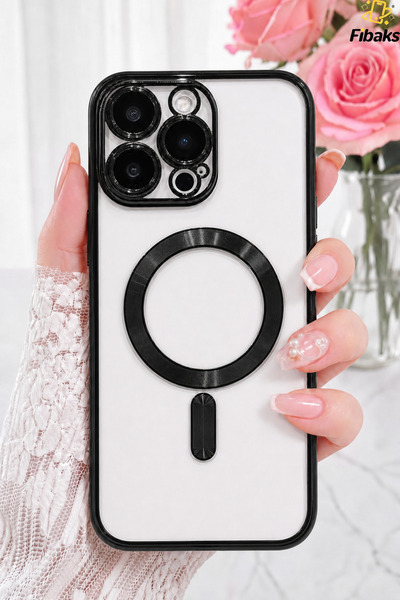Fibaks iPhone 16 Pro Kılıf Kamera Lens Korumalı Magsafe Şarj Kilifi Şeffaf Re...