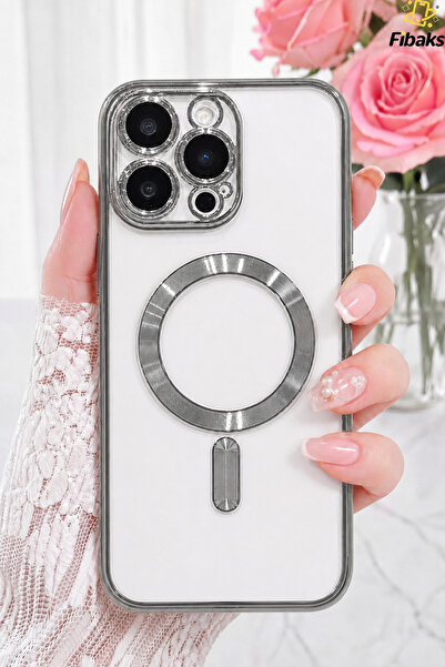 Fibaks iPhone 15 Pro Kılıf Kamera Lens Korumalı Magsafe Şarj Kilifi Şeffaf Re...