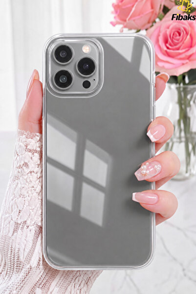 Fibaks iPhone 15 Pro Max Kılıf Renksiz Şeffaf Yumuşak Ince Esnek Silikon Kapak