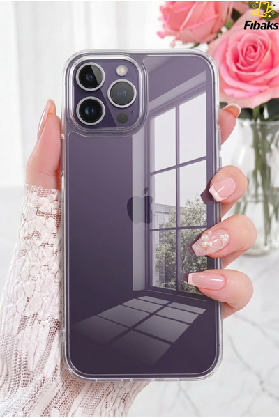 Fibaks iPhone 14 Pro Max Kılıf Yumuşak Şeffaf Ince Esnek Renksiz Silikon Kapak