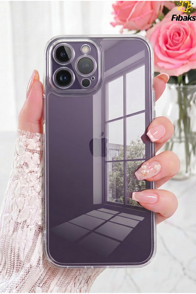 Fibaks iPhone 14 Pro Max Kılıf Kamera Korumalı Renksiz Şeffaf Esnek Silikon K...