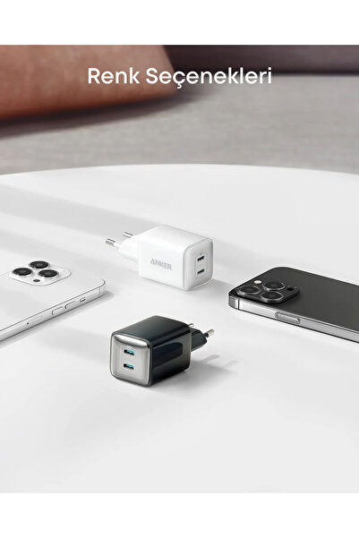 Anker Nano 521 Şarj Cihazı, 40W, PIQ 3.0, USB-C Çift Bağlantı Noktalı, Beyaz - A2038