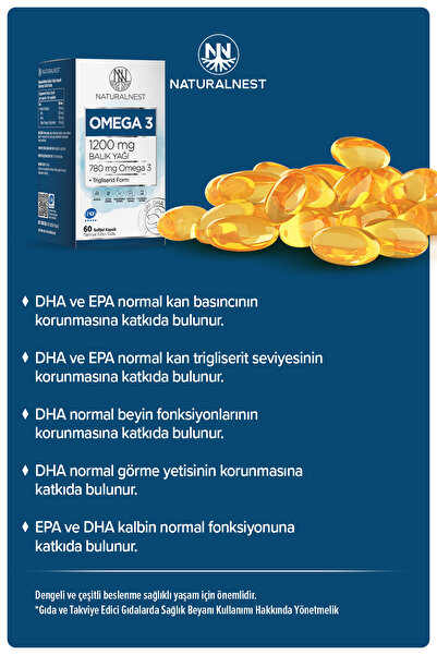 Naturalnest Omega 3 780 mg - 380 mg EPA - 260 DHA 60 Kapsül