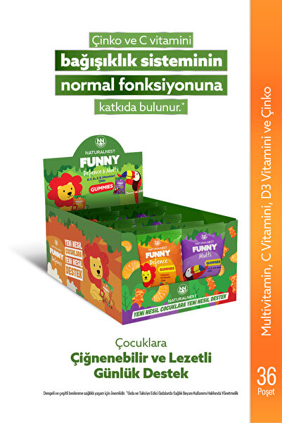 Naturalnest Funny Multi & Defence Gummies — x18 Multi + x18 Defence 36 Paket ...