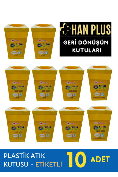 HAN PLUS Geri Dönüşüm Kutusu Seti | 10 Adet ETİKETLİ - SARI | Sıfır Atık Kutusu